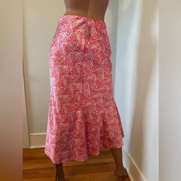 J. Crew Pink and White Paisley Satin Midi Skirt. NWT - Picture 2 of 6